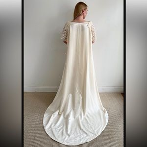 60s custom couture Vintage Lace Cape Bow Dress Teffts XS/ small Wedding